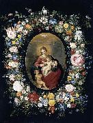 Jan Breughel Virgin and Child with Infant St John in a Garland of Flowers Germany oil painting artist